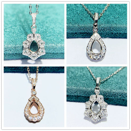 Pear 5×7 mm S925 Sterling Silver Pendant Setting, Unset, For Women, Niche Design, Light Luxury