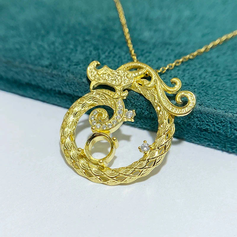 Round 6×6 mm S925 Sterling Silver Pendant Setting, Unset, Vintage Style