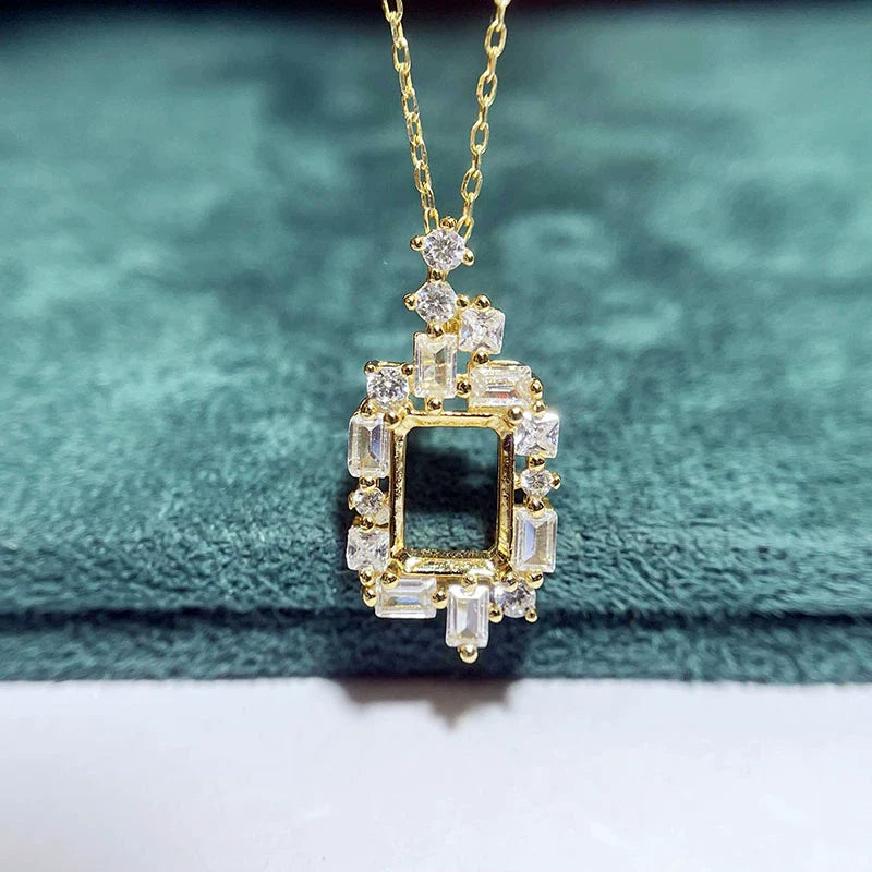 Square 6×8 mm S925 Sterling Silver Pendant Setting, Unset, For Women, Fashion Style