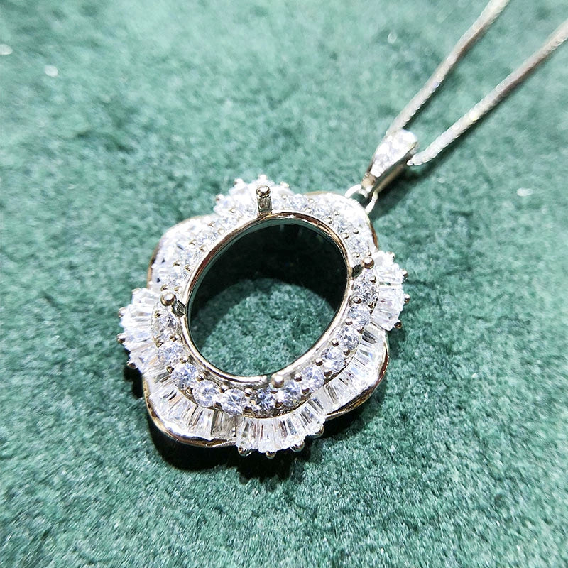 6×8 / 8×10 / 9×11 / 11×13mm Oval S925 Silver Pendant Setting for Gemstone Mounting