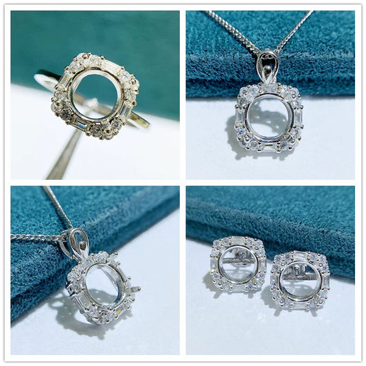 Round 5 mm / 6 mm / 8 mm S925 Sterling Silver Ring Setting, Unset Mount, For Women