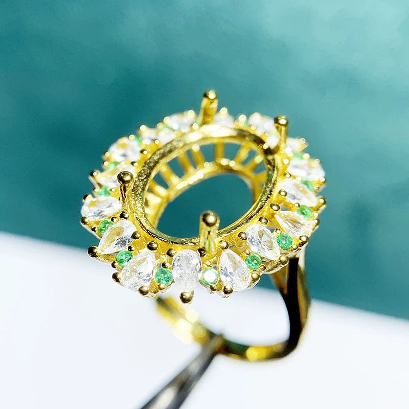 Oval 10×14 mm / 12×16 mm S925 Sterling Silver Ring Setting, Adjustable, Unset, For Women