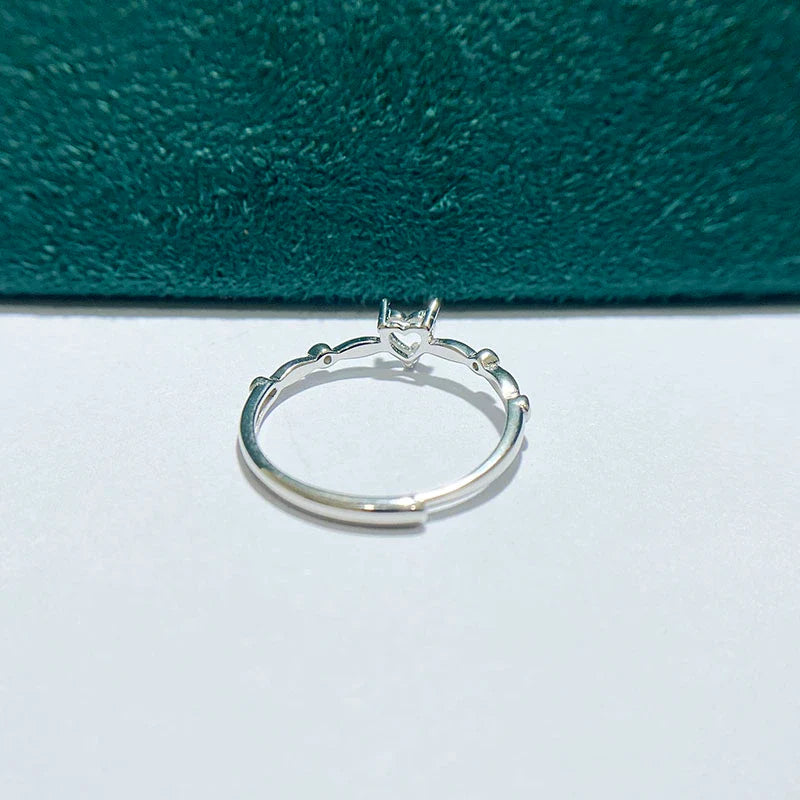 Heart 4×4 mm S925 Sterling Silver Ring Setting, Adjustable, Unset