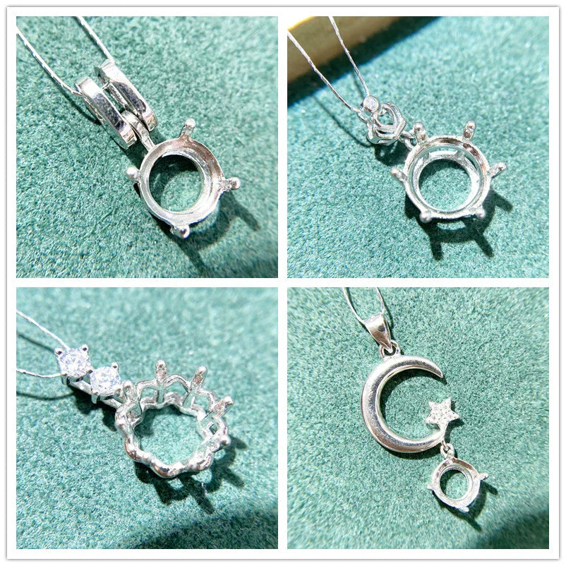 S925 Sterling Silver Round 6.5 mm, 8 mm Jewelry Setting for DIY Jewelry Making