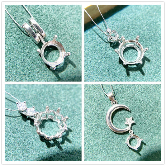 S925 Sterling Silver Round 6.5 mm, 8 mm Jewelry Setting for DIY Jewelry Making