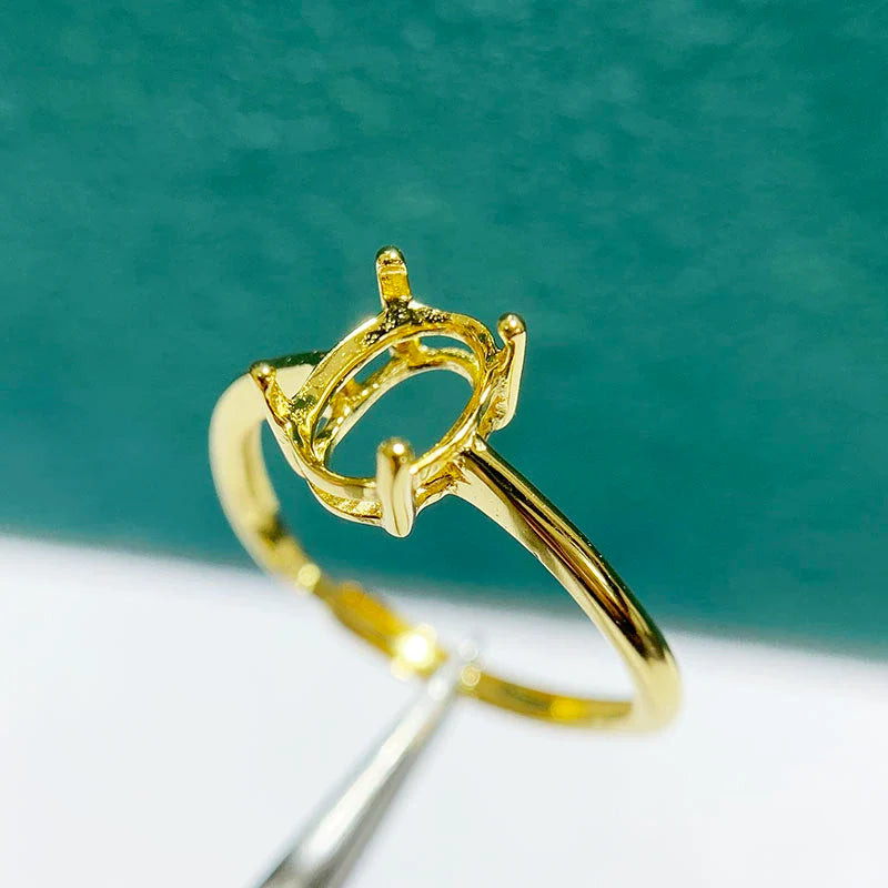 Oval 3×4 mm / 10×14 mm S925 Sterling Silver Ring Setting, Adjustable, Unset, For Women