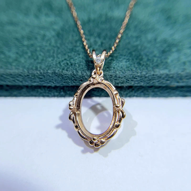 Oval 10×14 mm S925 Sterling Silver Pendant Setting, Unset, For Women