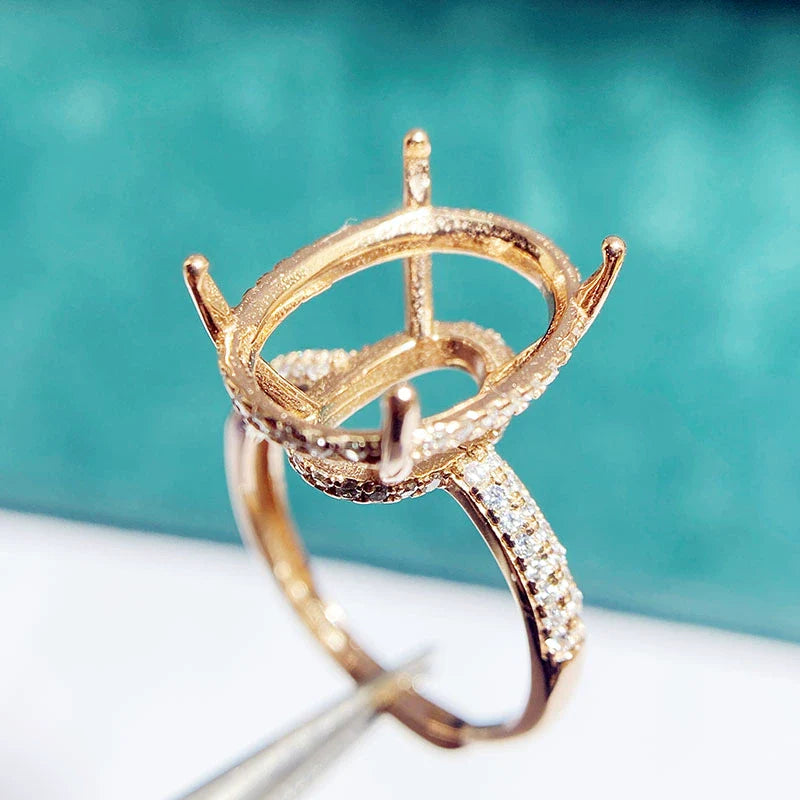 Oval 10×14 mm / 12×16 mm S925 Sterling Silver Ring Setting, Adjustable, Unset, For Women