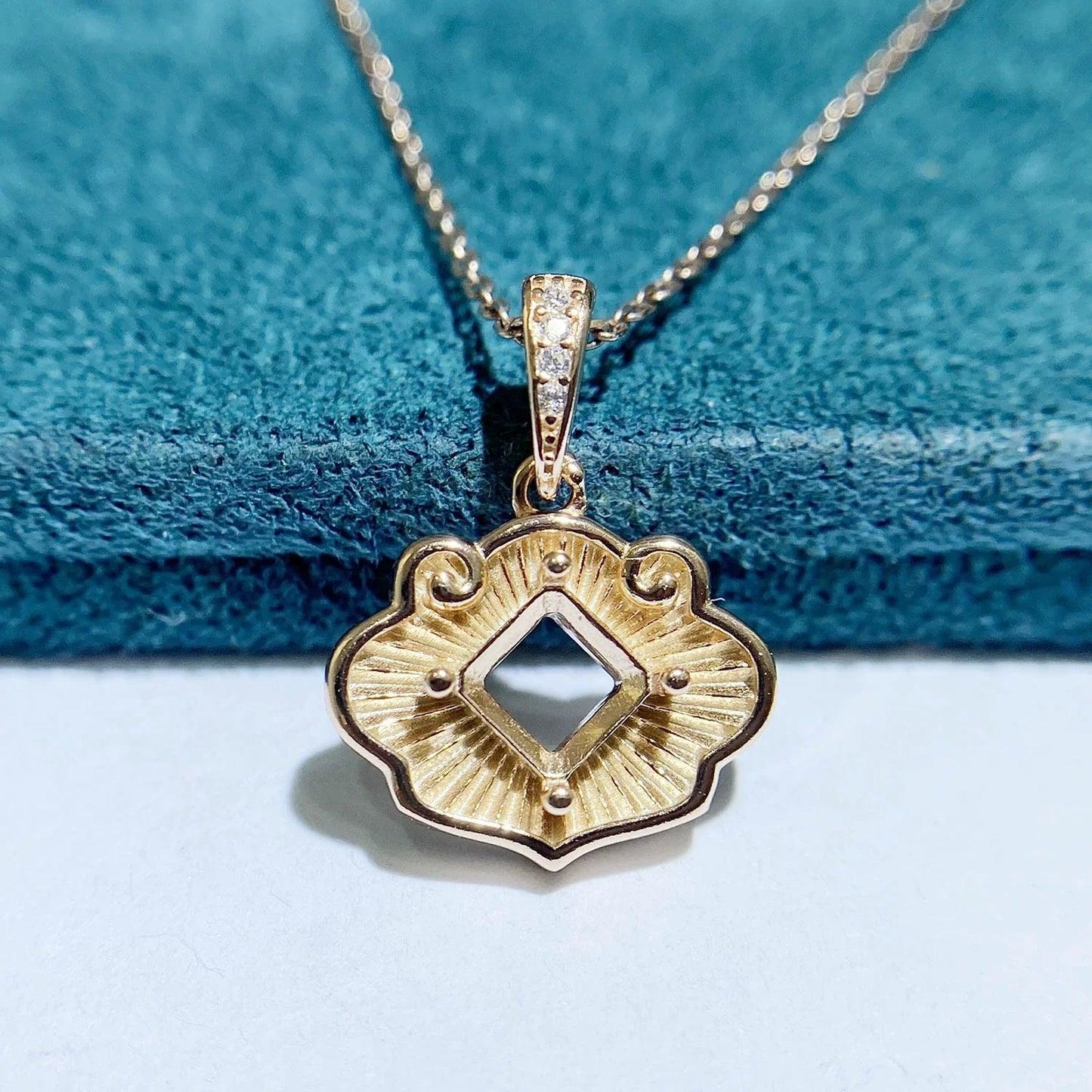 Square 12×12 mm S925 Sterling Silver Pendant Setting, Unset, For Women