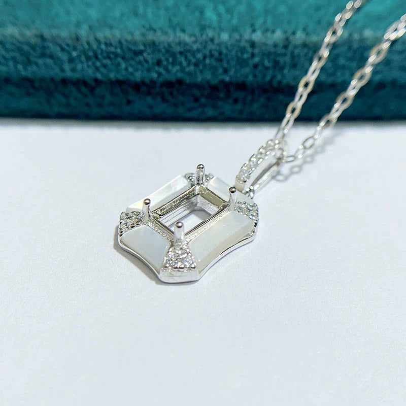 Rectangle 4×6 mm S925 Sterling Silver Pendant Setting, Unset, For Women, Fashion Style