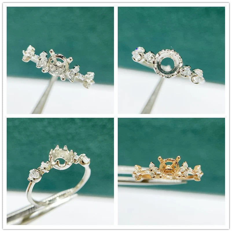 S925 Sterling Silver Round 5×5 mm Ring Setting for DIY Jewelry Making
