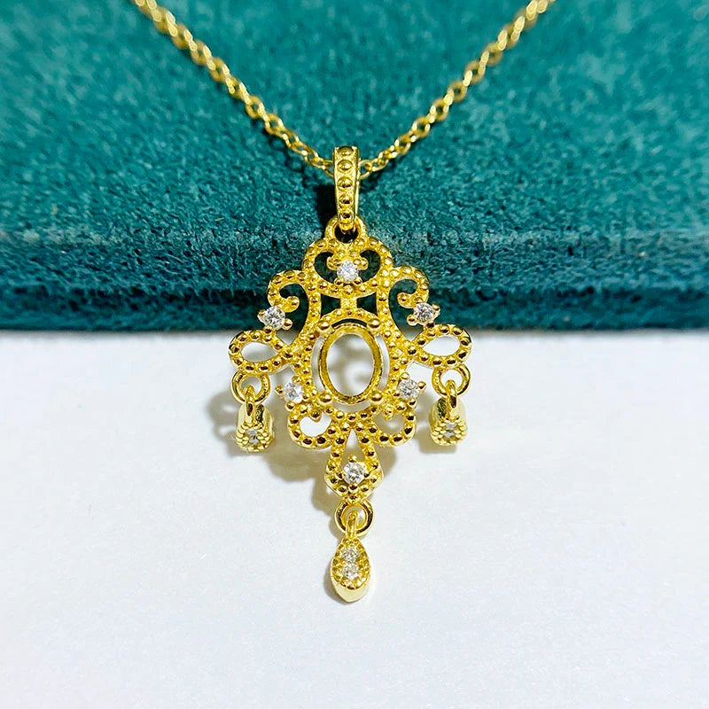 Oval 4×5 mm S925 Sterling Silver Pendant Setting, Unset Mount, For Women