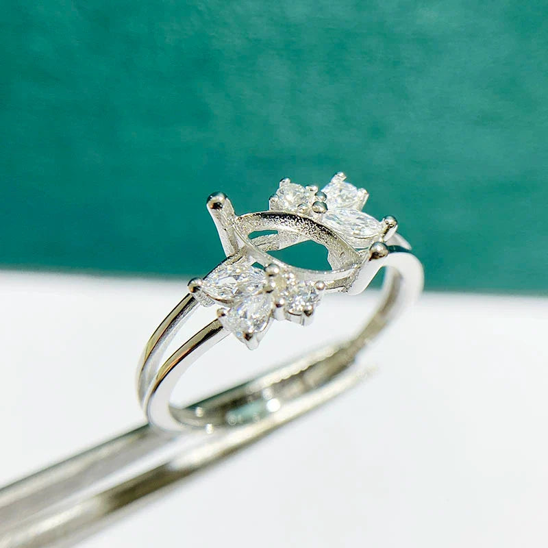 Marquise 4×8 mm / 5×10 mm / 6×12 mm S925 Sterling Silver, 18K Gold Plated Ring Setting, Unset, For Women