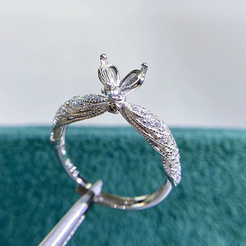 6 mm S925 Sterling Silver, 18K Gold Plated Ring Setting, Adjustable, Unset, For Women