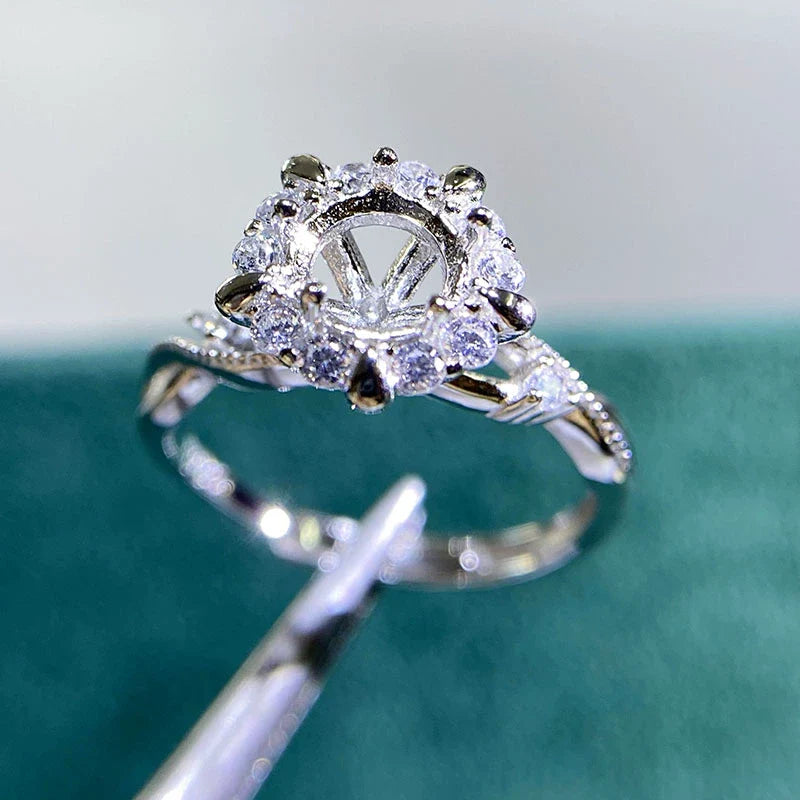 6 mm S925 Sterling Silver, 18K Gold Plated Ring Setting, Adjustable, Unset, For Women