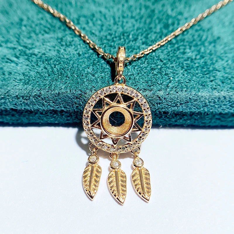 Round 5×5 mm S925 Sterling Silver Pendant Setting, Unset Mount, For Women