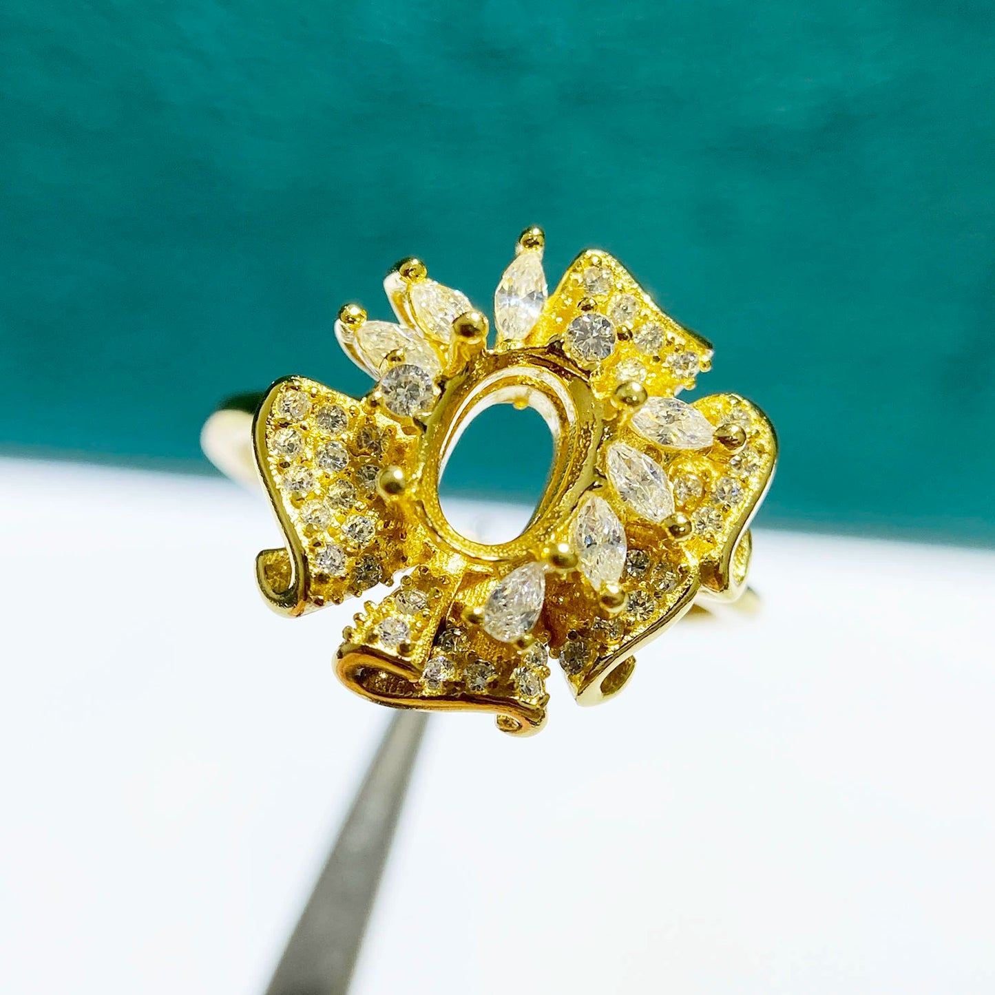 5×7 / 6×8mm Oval S925 Silver Adjustable Ring Setting for Gemstone Mounting