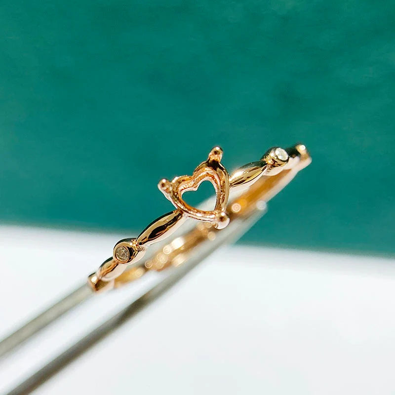 Heart 4×4 mm S925 Sterling Silver Ring Setting, Adjustable, Unset