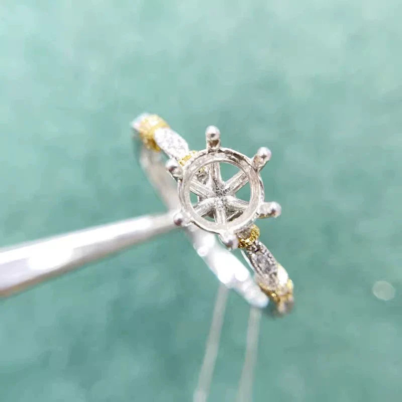 S925 Sterling Silver Ring Setting, Adjustable, Unset, For Women