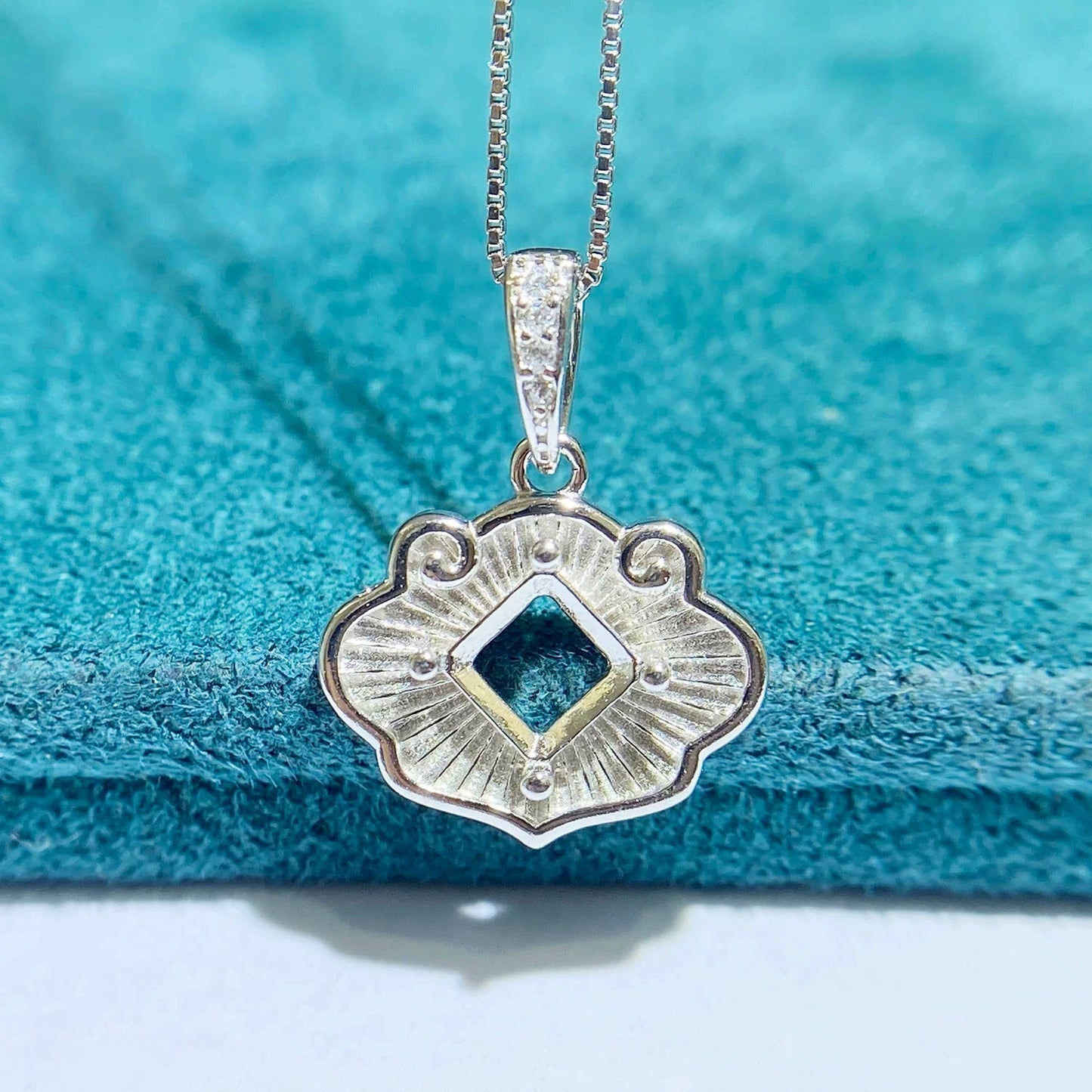 Square 12×12 mm S925 Sterling Silver Pendant Setting, Unset, For Women