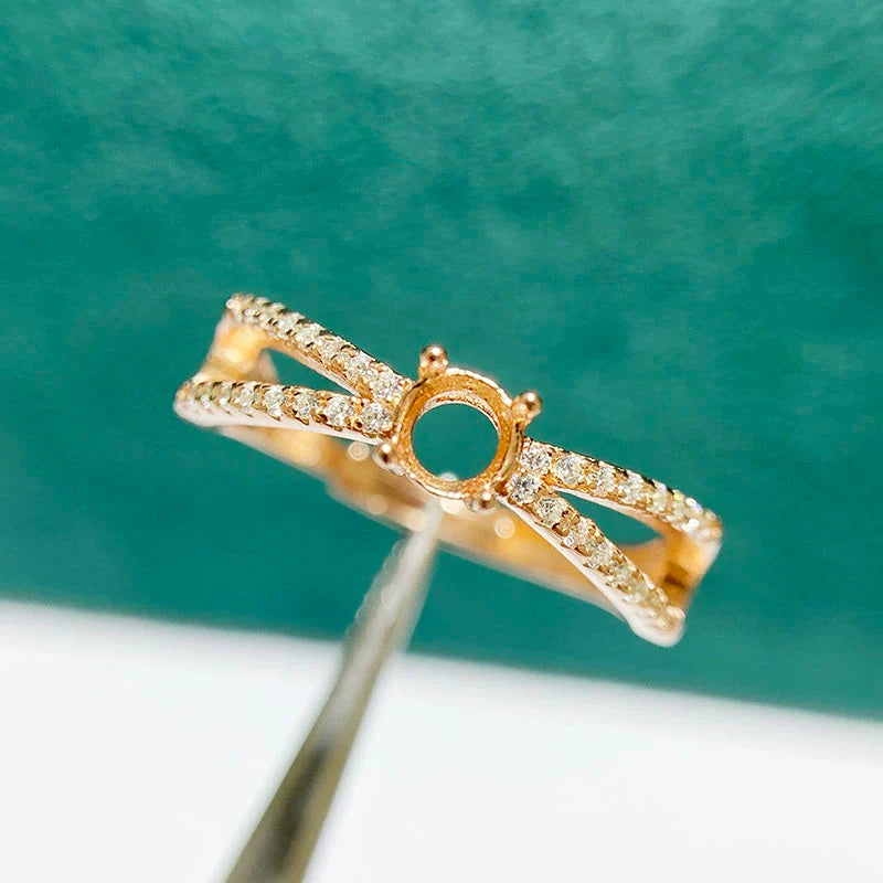 4×4 mm S925 Sterling Silver Ring Setting, Adjustable, Unset, For Women, Fashion Style