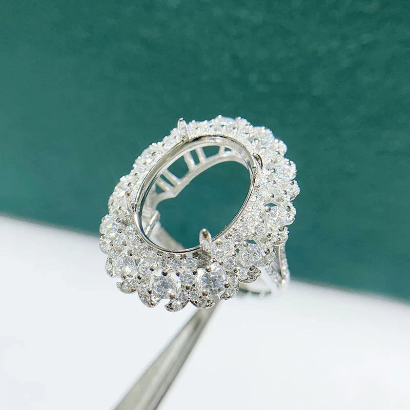 Oval 10×14 mm / 12×16 mm S925 Sterling Silver Ring Setting, Adjustable, Unset, For Women