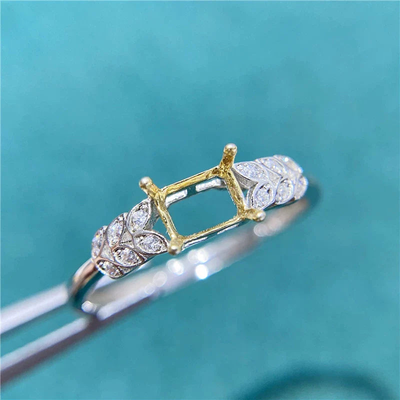 S925 Sterling Silver Square 4×5 mm, 5 mm Ring Setting for DIY Jewelry Making