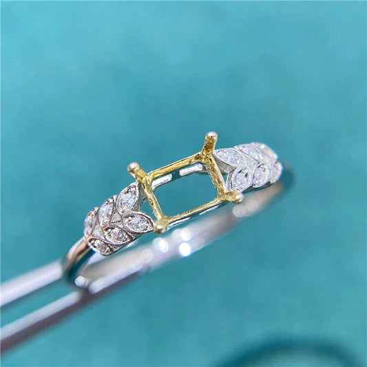 S925 Sterling Silver Square 4×5 mm, 5 mm Ring Setting for DIY Jewelry Making