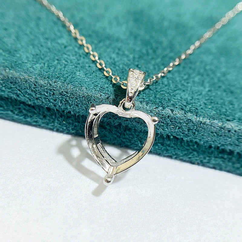 Heart S925 Sterling Silver Pendant Setting, Unset