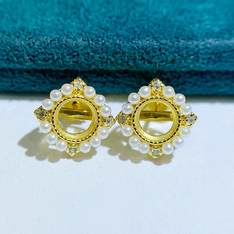 S925 Sterling Silver, 18K Gold Plated Ring Setting, Unset, For Women