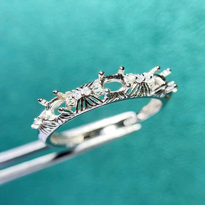 Oval 3×4 mm S925 Sterling Silver Ring Setting, Unset, For Women, Minimalist Style