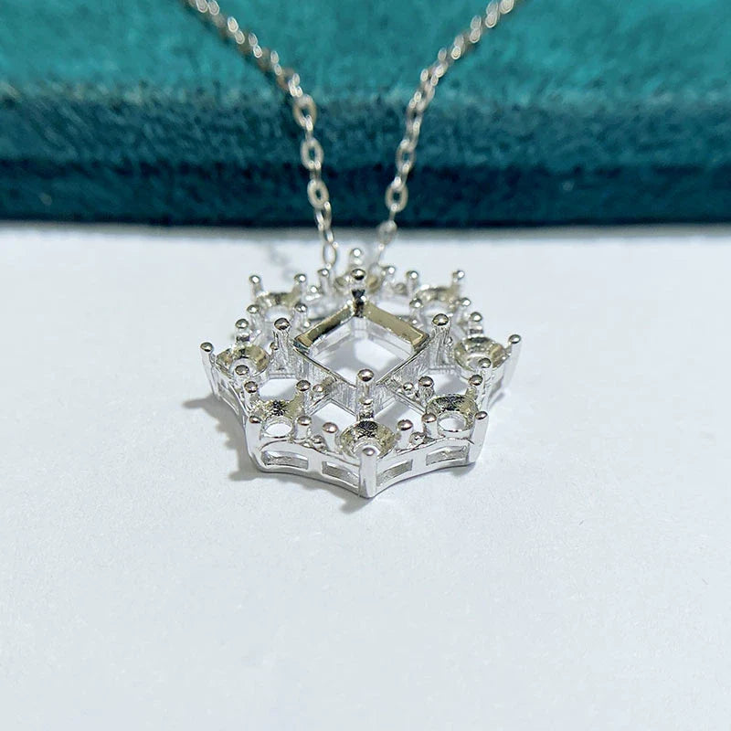 Square 6×6 mm S925 Sterling Silver Pendant Setting, Unset, For Women, Cluster Setting, Fashion Style