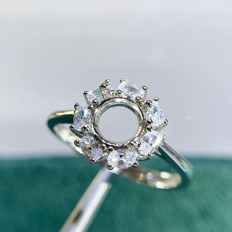 Round 6 mm S925 Sterling Silver Earring Settings, Unset Mount, For Women