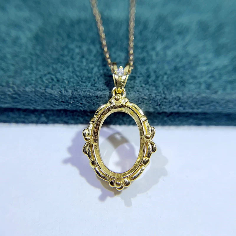 Oval 10×14 mm S925 Sterling Silver Pendant Setting, Unset, For Women