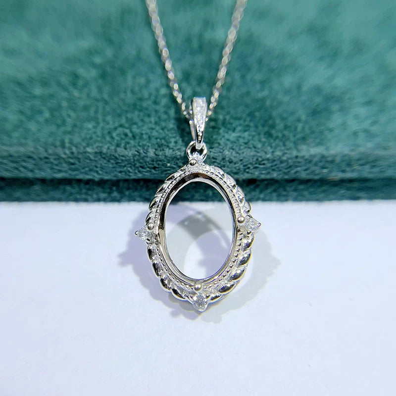 Oval 10×14 mm S925 Sterling Silver Pendant Setting, Unset, For Women