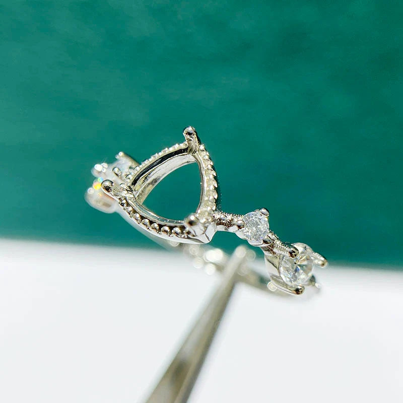 Triangle 6×6 mm S925 Sterling Silver Ring Setting, Adjustable, Unset