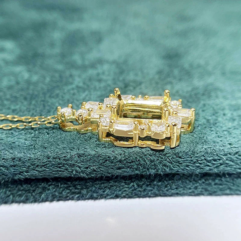 Square 6×8 mm S925 Sterling Silver Pendant Setting, Unset, For Women, Fashion Style