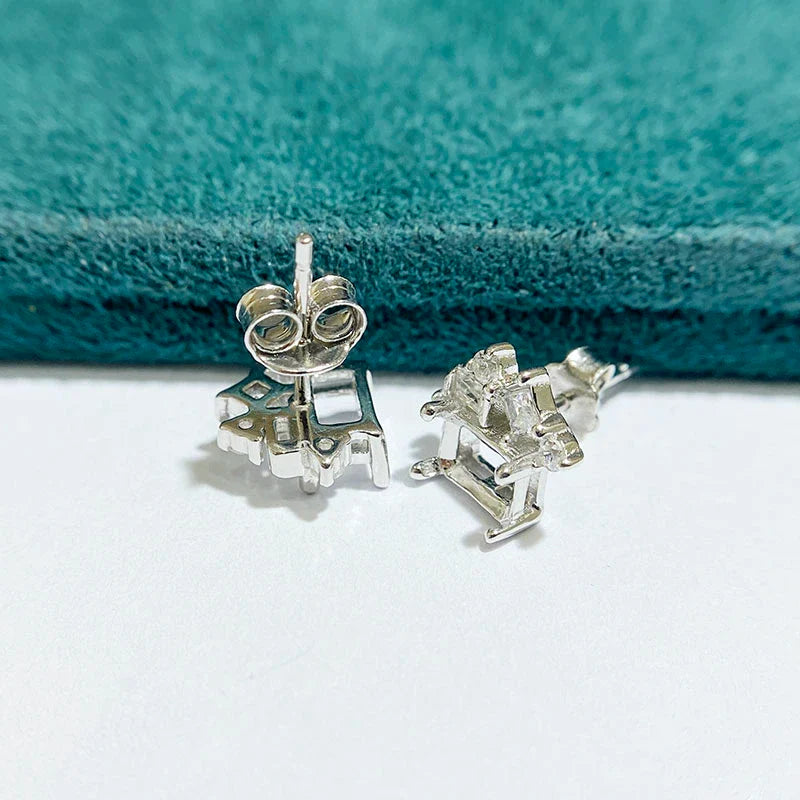 Rectangle 4×6 mm S925 Sterling Silver Earring Setting, Unset, For Women