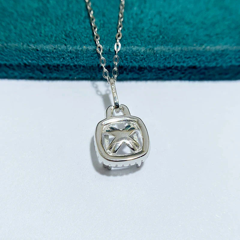 Cushion 7×7 mm S925 Sterling Silver Pendant Setting, Unset, For Women