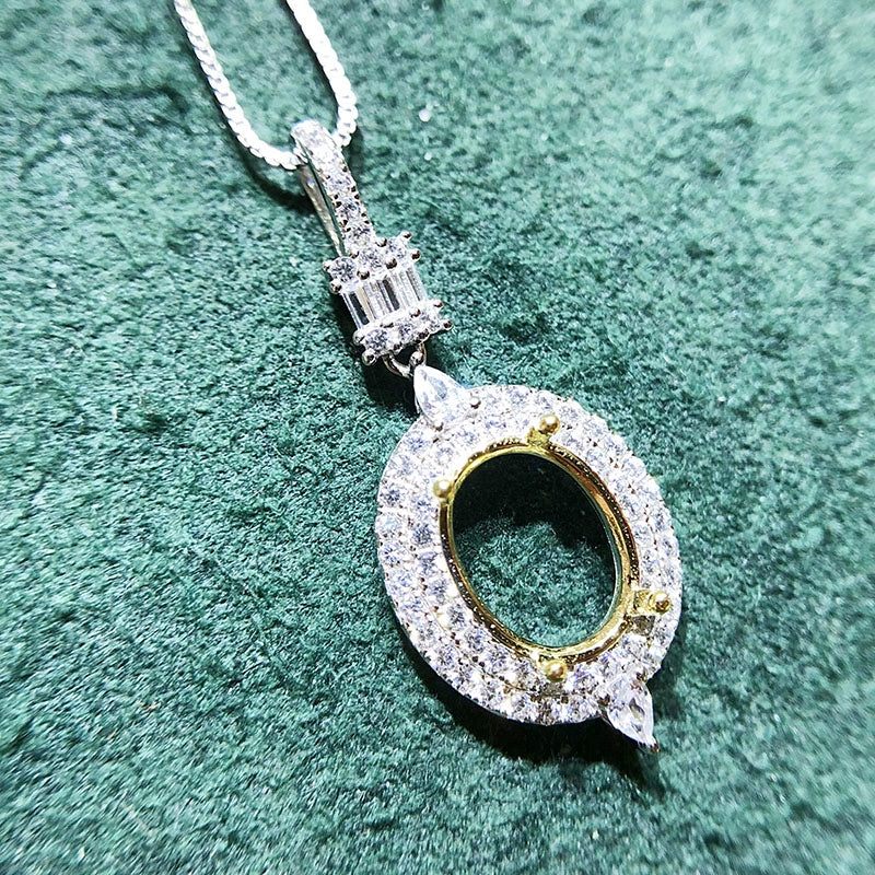 6×8 / 8×10 / 9×11 / 11×13mm Oval S925 Silver Pendant Setting for Gemstone Mounting