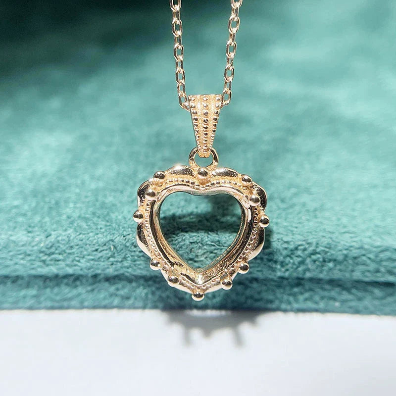 Heart 10×10 mm S925 Sterling Silver Pendant Setting, Unset, For Women, Minimalist Style, Fashion Style
