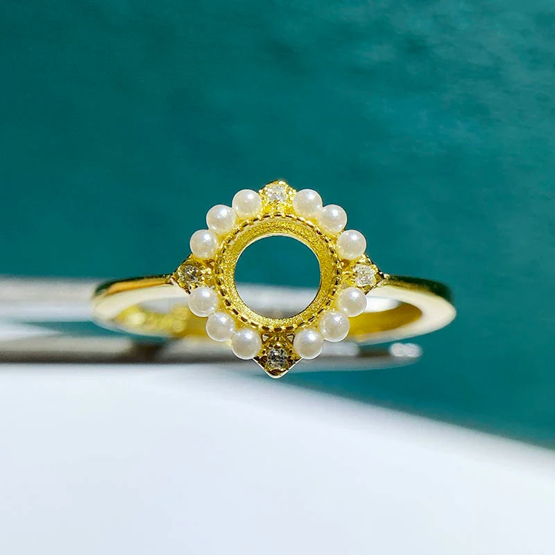 S925 Sterling Silver, 18K Gold Plated Ring Setting, Unset, For Women