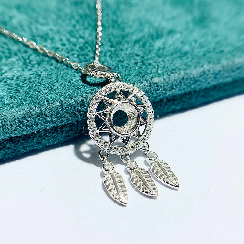 Round 5×5 mm S925 Sterling Silver Pendant Setting, Unset Mount, For Women