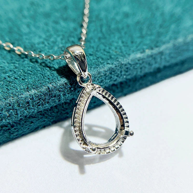Pear 8×10 mm S925 Sterling Silver Pendant Setting, Unset