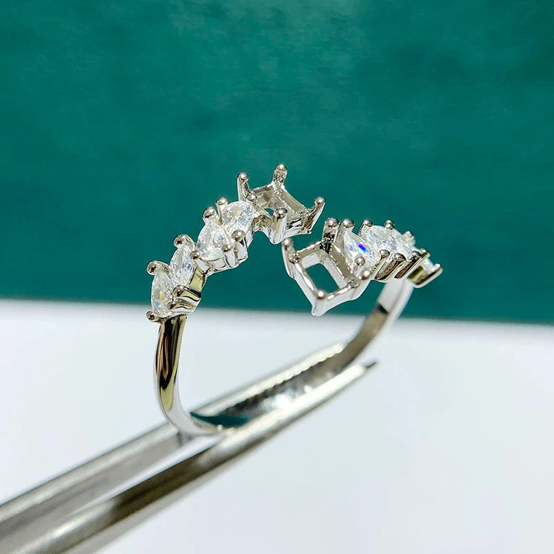 Rectangle 3×4 mm S925 Sterling Silver Ring Setting, Unset, For Women