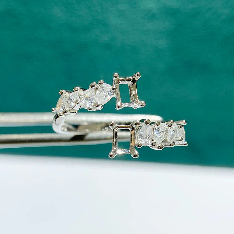 Rectangle 3×4 mm S925 Sterling Silver Ring Setting, Unset, For Women