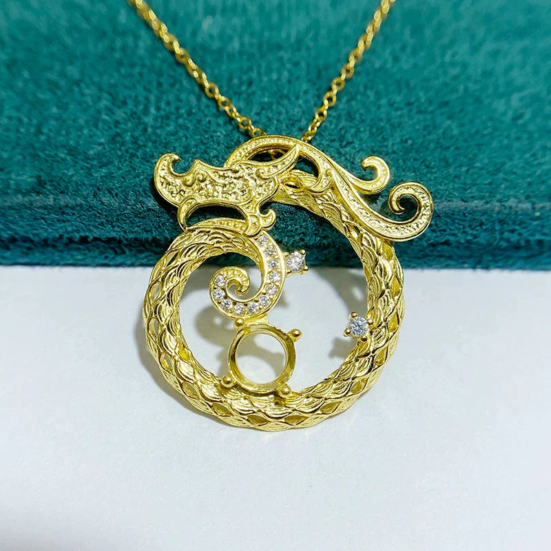 Round 6×6 mm S925 Sterling Silver Pendant Setting, Unset, Vintage Style