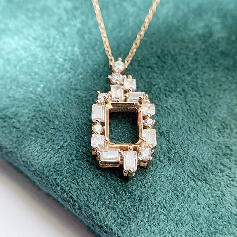 Square 6×8 mm S925 Sterling Silver Pendant Setting, Unset, For Women, Fashion Style