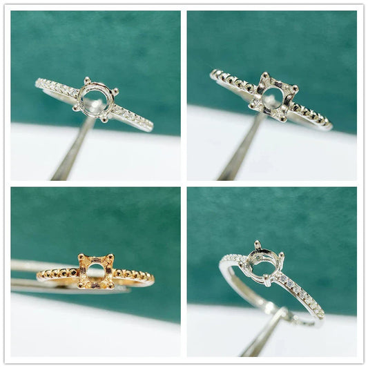 S925 Sterling Silver Round 5×5 mm Ring Setting for DIY Jewelry Making