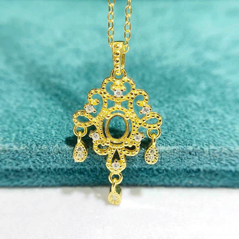 Oval 4×5 mm S925 Sterling Silver Pendant Setting, Unset Mount, For Women